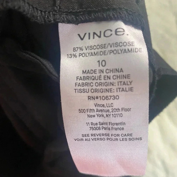 Vince Belted Palazzo Culotte Pants Cropped Wide Leg Size 10 Black High Rise - Picture 8 of 8